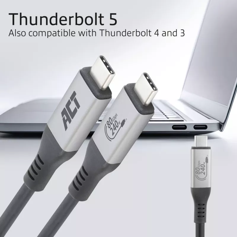 Cabo USB4 80Gbps Thunderbolt 5 ACT 240W USB Type-C, certificado USB-IF, 1,5 metros