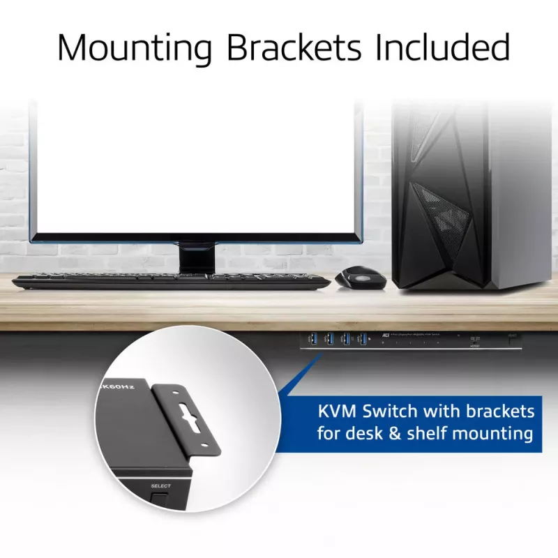 Comutador KVM ACT DisplayPort 4 portas 4K@60Hz