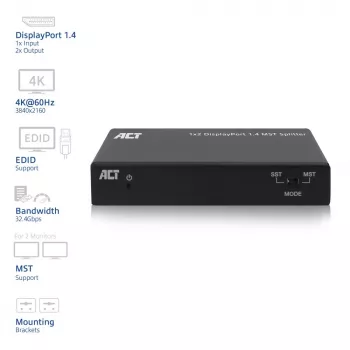 Splitter DisplayPort 1.4 MST ACT 1x2