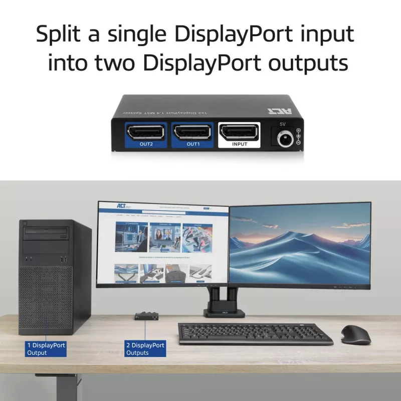 Splitter DisplayPort 1.4 MST ACT 1x2
