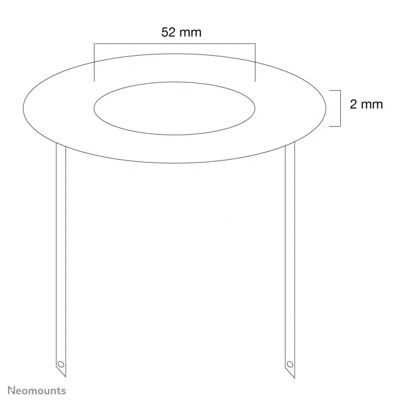 Neomounts FPMA-CRS5 Tampa de teto – diâm. 52 mm, prateado, aço, teto, FPMA-C100, FPMA-C100SILVER, 2 mm, 5,2 cm
