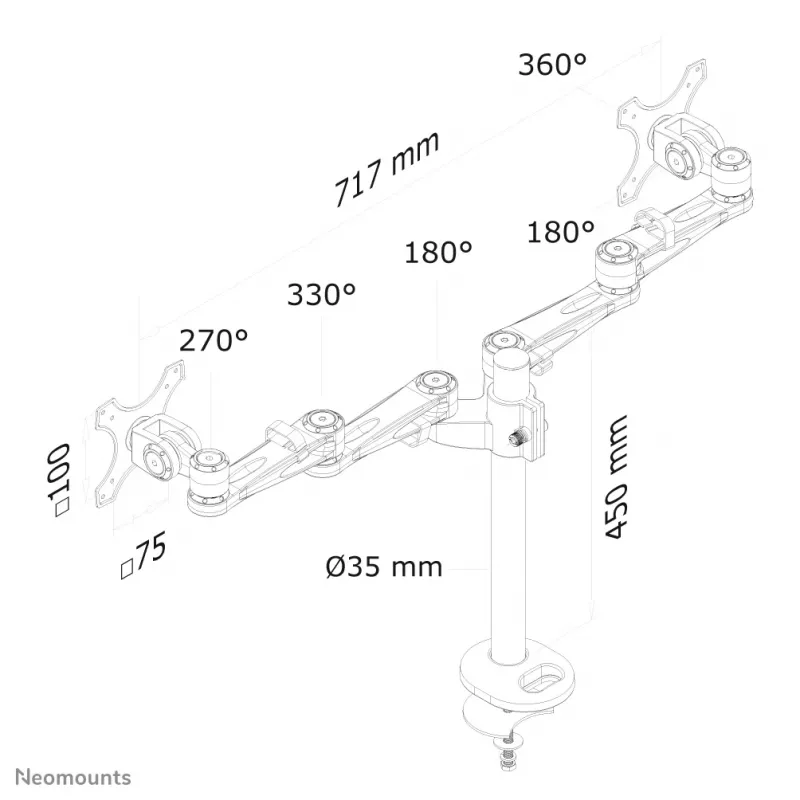 Neomounts FPMA-D935DG Braço para monitor 10-27 polegadas
