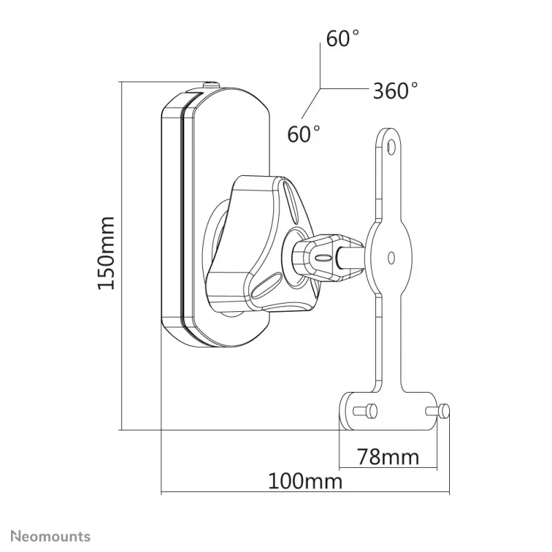 Suporte de parede e teto Neomounts para Sonos Play: compatível com Play:1 e Play:3, branco, carga máxima 10 kg, profundidade 100 mm
