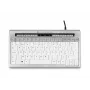 BakkerElkhuizen S-board 840 BE Azerty, Tenkeyless (80–87 %), com fio, USB, interruptores de tesoura, AZERTY, cinzento-claro, branco