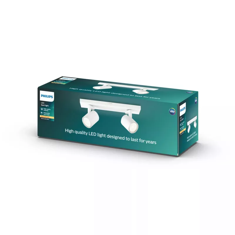 Aplique de superfície Philips myLiving 5309231P0, GU10 LED 7 W, 2700 K, 255 lm, 2 lâmpadas, regulável, branco