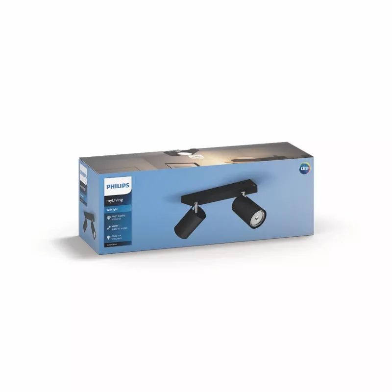 Projetor de teto/parede Signify Philips myLiving Kosipo 2x GU10 LED 220-240V IP20 preto