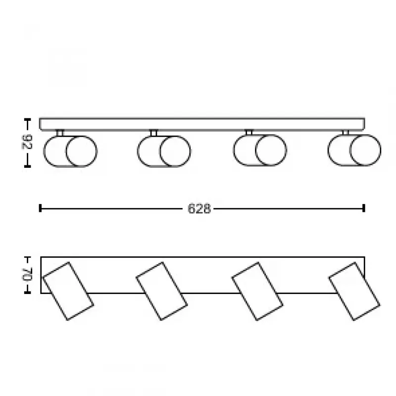 Philips myLiving Kosipo projetor de teto/parede 4x, projetor de superfície, GU10, 4 lâmpadas, LED, 220-240 V, preto