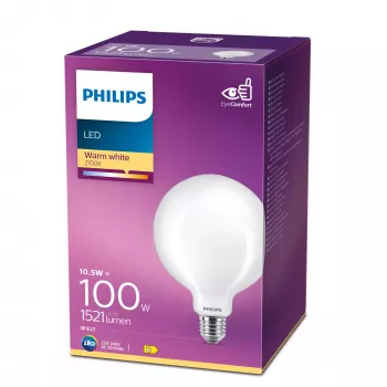 Philips Filament lâmpada fosca 100W G120 E27, 10.5 W, 100 W, E27, 1521 lm, 15000 h, branco quente