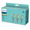 Philips lâmpada LED de filamento E27 pack de 3, 8,5 W (equivalente a 75 W), 2700 K