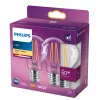 Lâmpada LED Filament Philips A60 7W (equiv. 60W) E27 transparente 2700K pack de 2