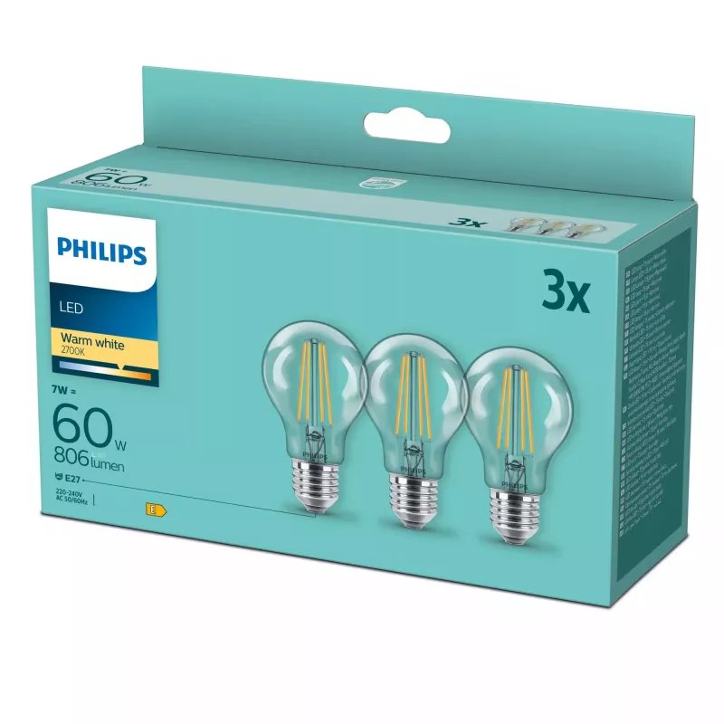 Lâmpada LED Philips branco quente 2700 K 7 W E27 E