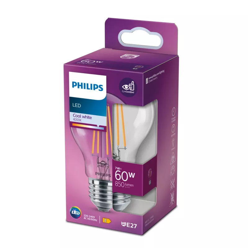 Lâmpada LED Philips branco neutro 4000 K 7 W E27 E