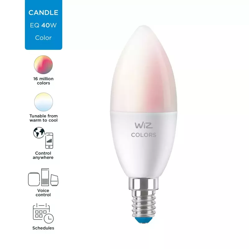Lâmpada inteligente WiZ vela 40 W C37 E14 Wi-Fi branco classe de eficiência energética F