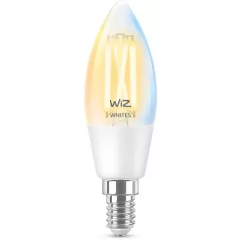 Lâmpada inteligente WiZ Filament vela transparente 4,9 W C35 E14 Wi-Fi branco