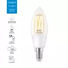 Lâmpada inteligente WiZ Filament vela transparente 4,9 W C35 E14 Wi-Fi branco
