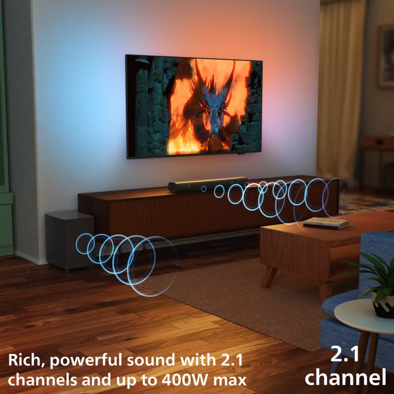 Barra de som Philips TAB6100/10 2.1 canais 80 W RMS Dolby Atmos