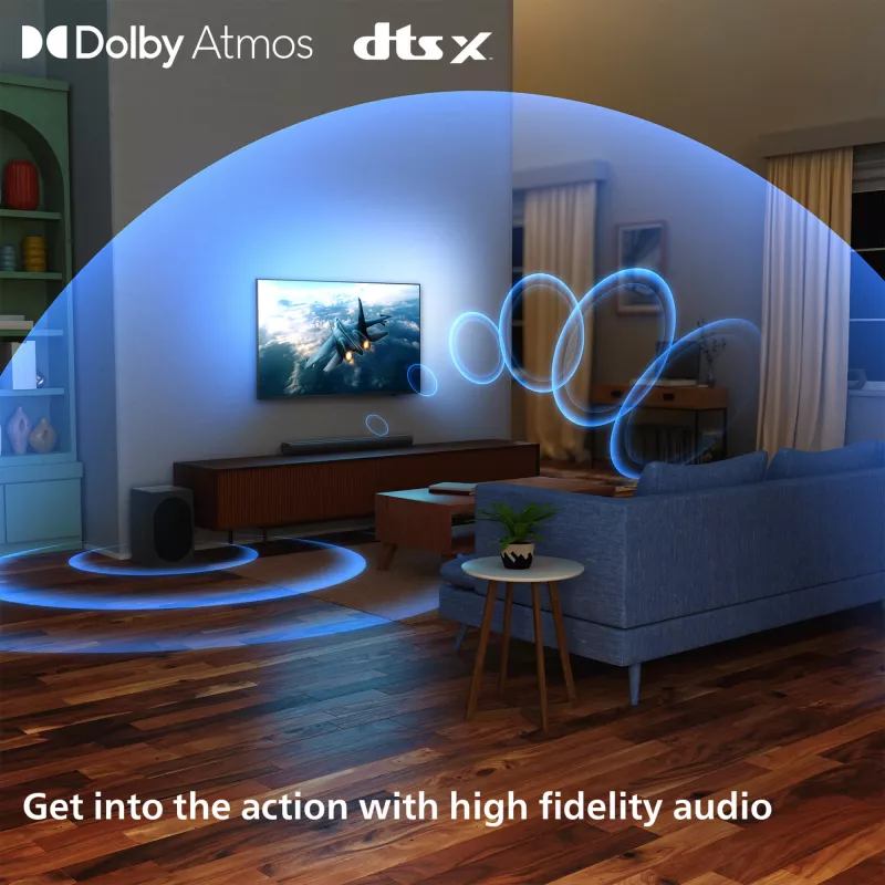 Barra de som Philips TAB6100/10 2.1 canais 80 W RMS Dolby Atmos