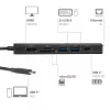 Hub USB-C para HDMI CLUB3D 7-1 — com fios, Gigabit Ethernet, preto, 136×34×94,5 mm