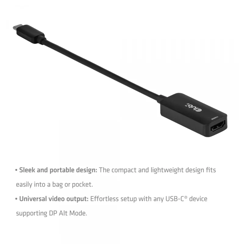 Adaptador USB-C para HDMI 2.1 Club 3D CAC-2505 — 8K@60Hz, USB Type-C para HDMI + USB, 0,12 m