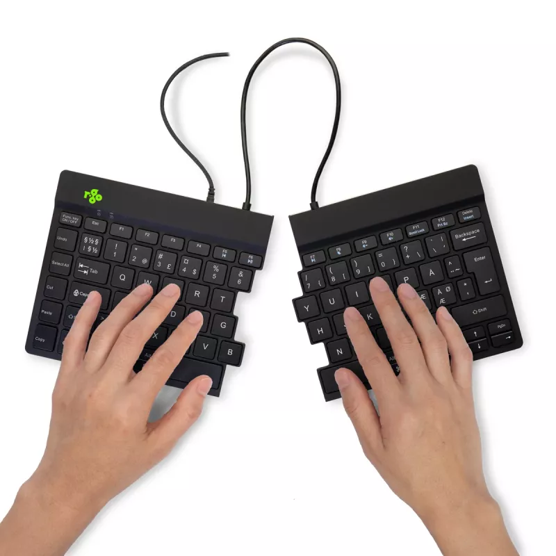 R-Go Tools teclado ergonómico R-Go Split Break v2 com software Break, teclado dividido ergonómico, QWERTY (NORDIC), com fios, preto