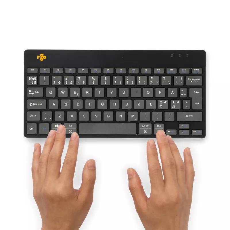 R-Go Tools teclado ergonómico R-Go Compact Break, teclado compacto com software Break, QWERTY (NORDIC), Bluetooth, preto