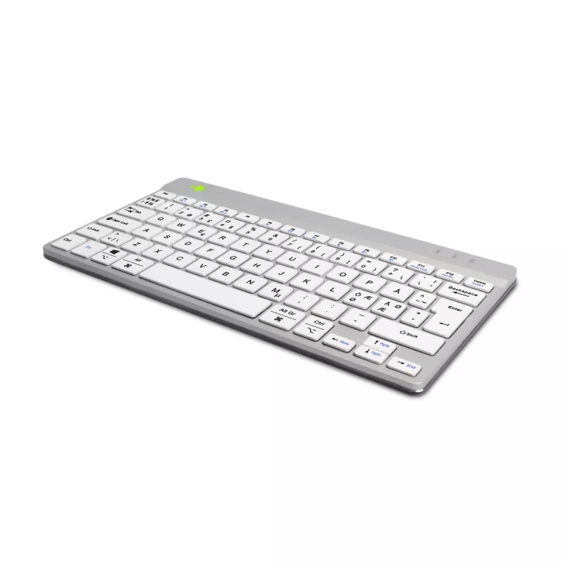 R-Go Tools teclado ergonómico R-Go Compact Break, teclado compacto com software de pausas, QWERTY (NORDIC), Bluetooth, branco