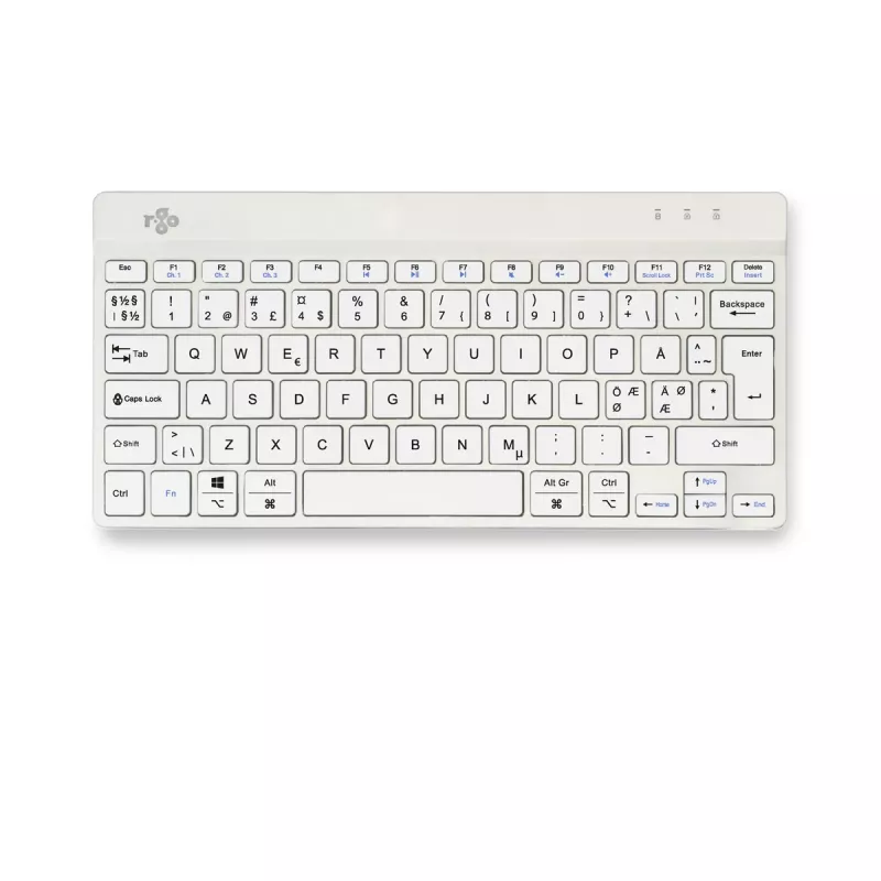 R-Go Tools teclado ergonómico R-Go Compact Break, teclado compacto com software de pausas, QWERTY (NORDIC), Bluetooth, branco