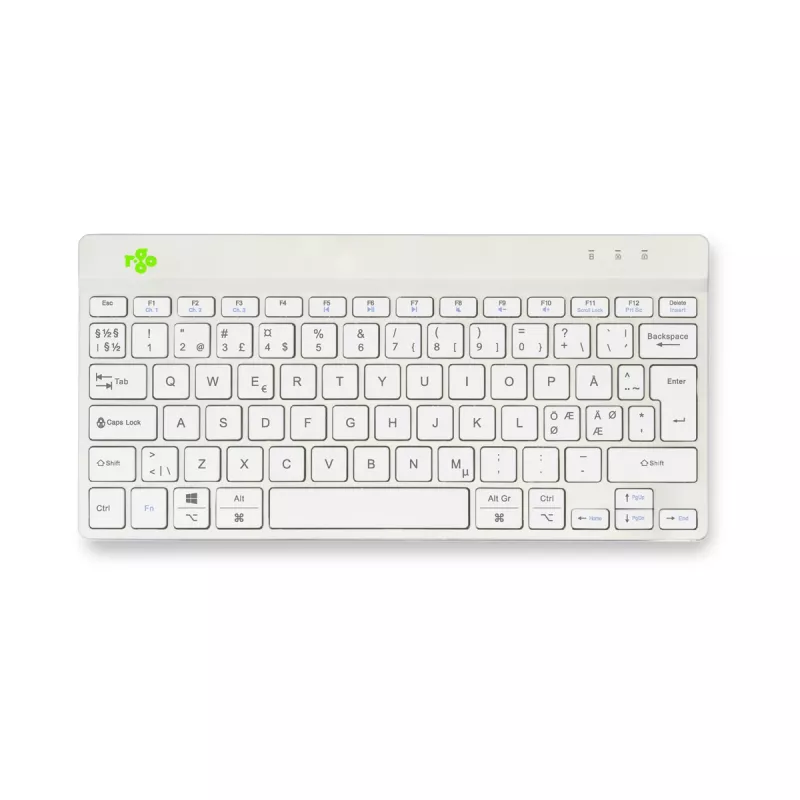 R-Go Tools teclado ergonómico R-Go Compact Break, teclado compacto com software de pausas, QWERTY (NORDIC), Bluetooth, branco