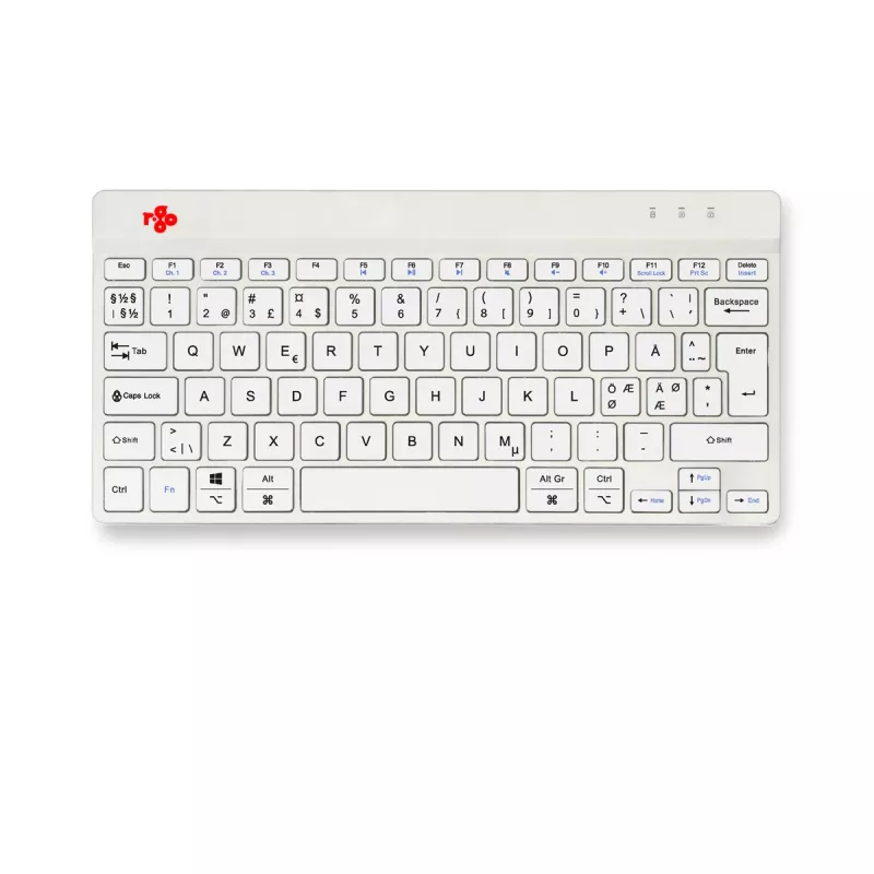 R-Go Tools teclado ergonómico R-Go Compact Break, teclado compacto com software de pausas, QWERTY (NORDIC), Bluetooth, branco