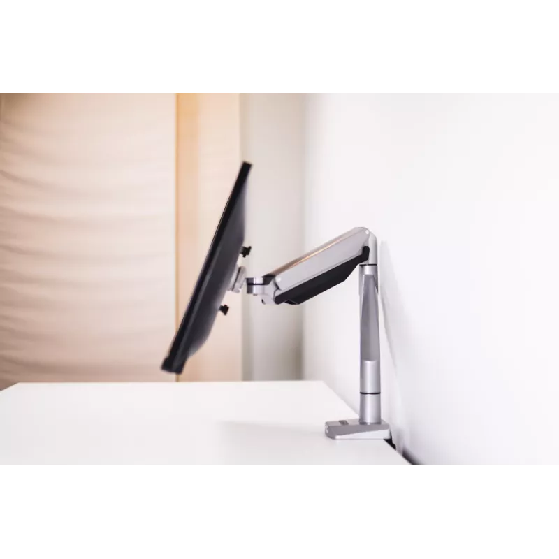 BakkerElkhuizen Smart Office 11 braço único para monitor, braçadeira/ilhar, 9 kg, 25,4 cm (10 polegadas), 68,6 cm (27 polegadas), 100 x 100 mm, preto, prateado