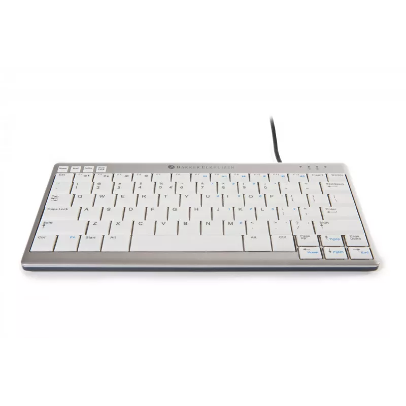 BakkerElkhuizen UltraBoard 950 BE Azerty, mini, com fios, USB, interruptores de tesoura, AZERTY, cinzento claro, branco