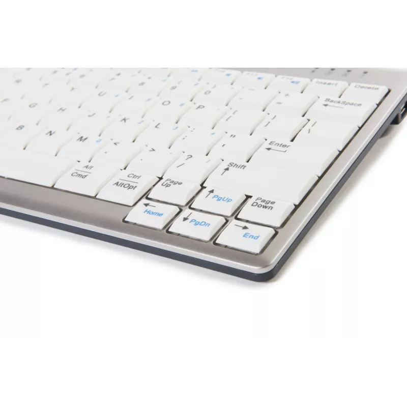 BakkerElkhuizen UltraBoard 950 BE Azerty, mini, com fios, USB, interruptores de tesoura, AZERTY, cinzento claro, branco