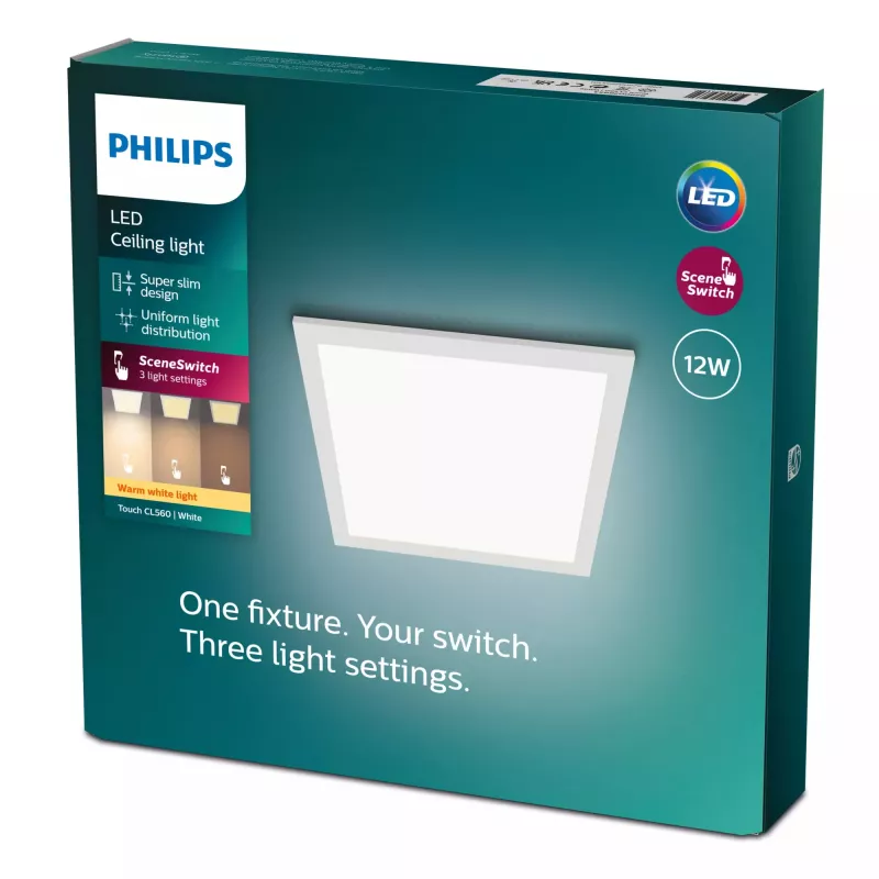 Plafonier Philips Functional Panel 12 W LED quadrado 300×300×42 mm, branco