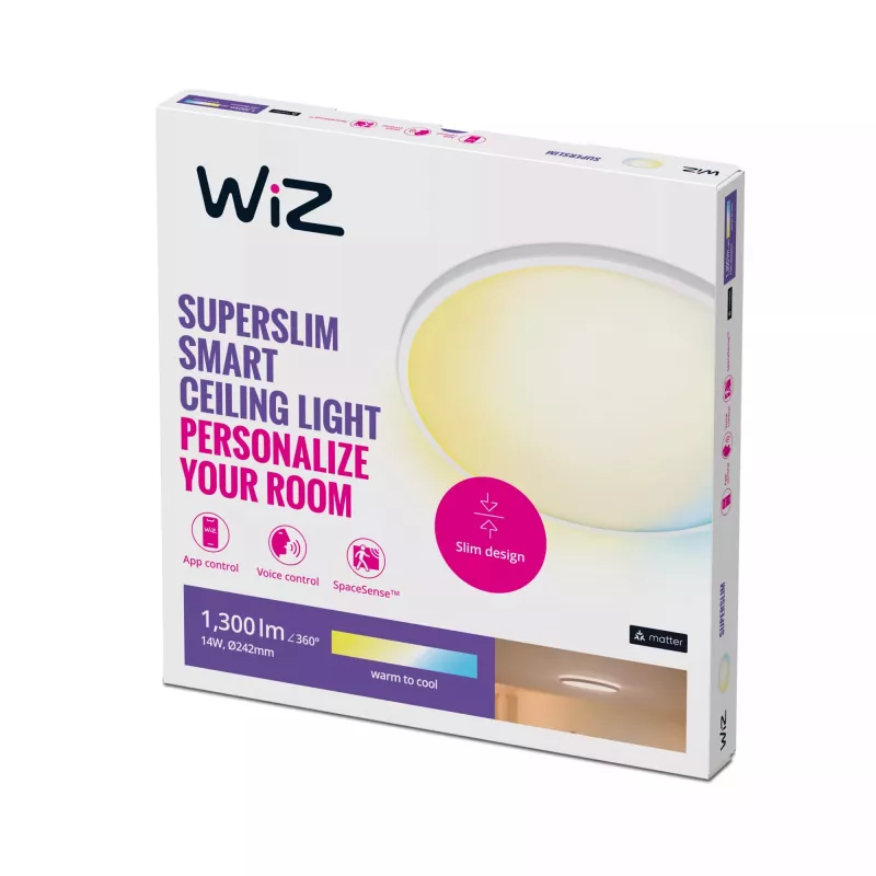 Plafonier inteligente WiZ Superslim 14 W Wi-Fi/Bluetooth branco