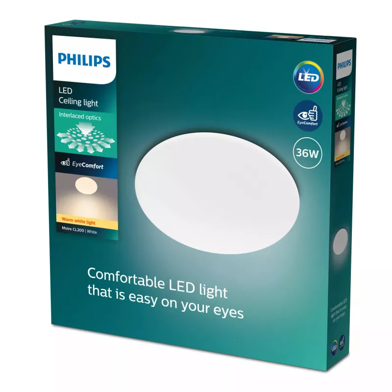 Plafonier Philips Functional Moire 36 W LED, branco, redondo, lâmpadas não substituíveis, 220–240 V