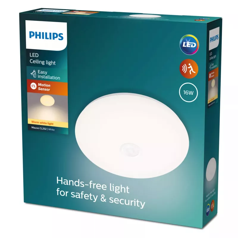 Plafonier Philips Functional Mauve 16 W LED, redondo 320×72 mm, branco, lâmpada não substituível