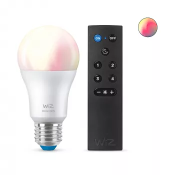 WiZ Bulb 8W (equiv. 60W) A60 E27 x1 + comando, lâmpada inteligente, Wi-Fi/Bluetooth, branco, Wi-Fi 4 (802.11n), 802.11b, 802.11g, LED, E27
