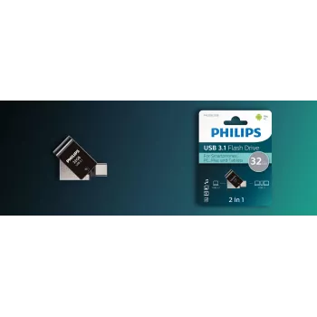 Philips FM32DC152B/00 Pen Drive 32 GB USB Type-C 3.2 Gen 1 (3.1 Gen 1) preto