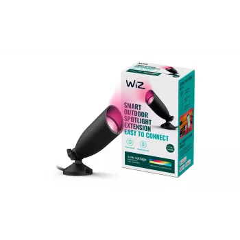 Luz de parede inteligente Signify WiZ Ground Spot Extension — preto, LED, 12 V, 74×202×3000 mm