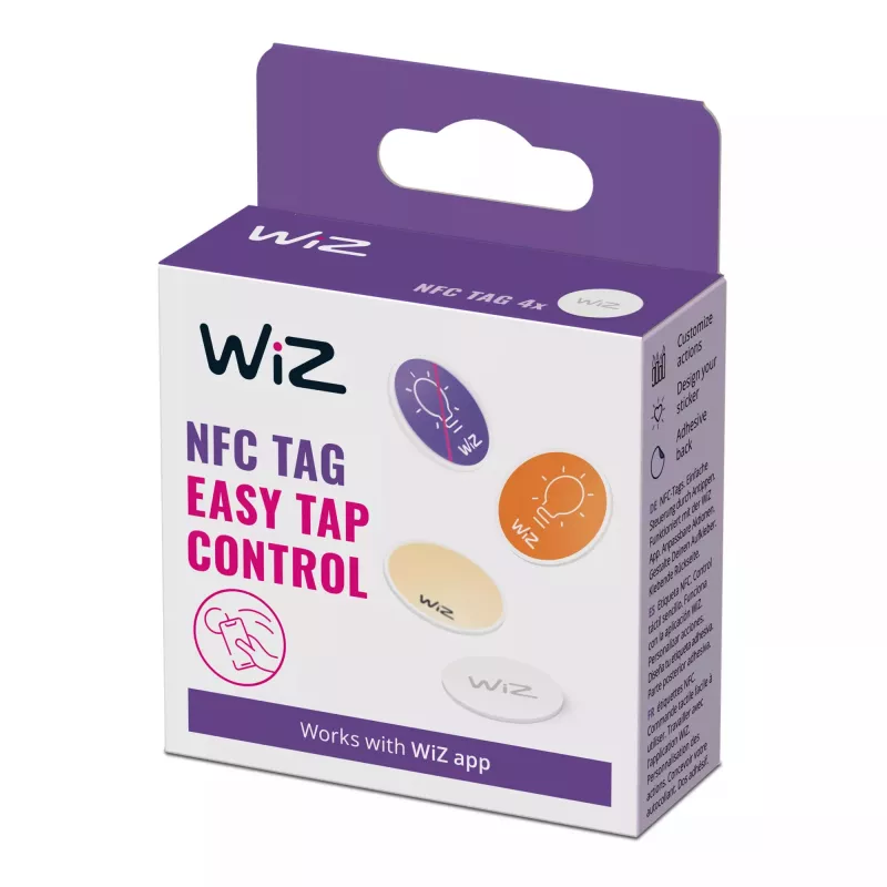 WiZ NFC Tag 4 unid., sem fios, NFC, branco, IP20, plástico, não necessário