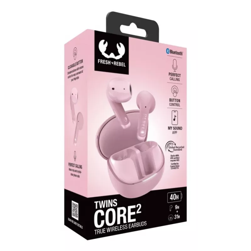 Hama Twins Core 2 headset True Wireless Stereo (TWS) in-ear chamadas/música USB Type-C Bluetooth rosa