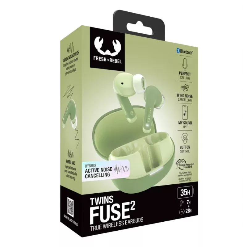 Hama Twins Fuse 2 headset True Wireless Stereo (TWS) in-ear chamadas/música USB Type-C Bluetooth verde