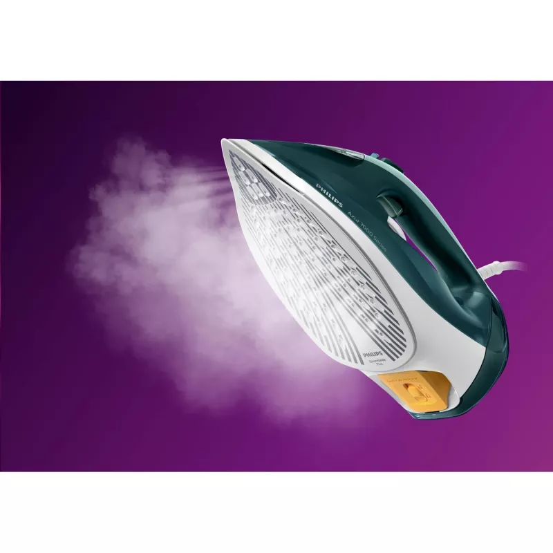 Philips 7000er Serie DST7031/70 Ferro de engomar ferro de engomar a vapor base SteamGlide Plus 2800 W verde, cor menta