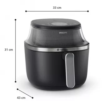 Philips 3000 series NA331/00 Fritadeira individual 6,2 L aparelho de bancada 1700 W fritadeira de ar quente preto, prateado