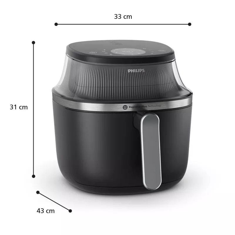 Philips 3000 series NA331/00 Fritadeira individual 6,2 L aparelho de bancada 1700 W fritadeira de ar quente preto, prateado