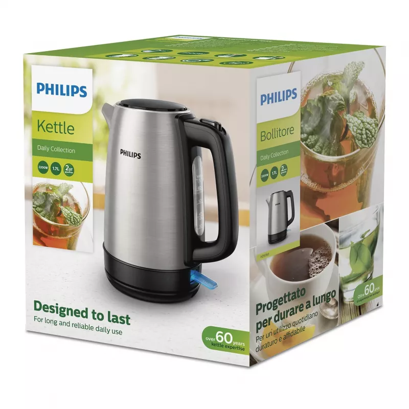 Philips Daily Collection HD9350/94 Chaleira 1,7 l 2020 W preto, aço inoxidável