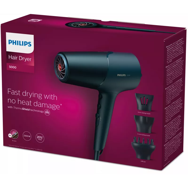 Philips 5000 series BHD512/20 Secador de cabelo, azul, argola de suspensão, 2300 W, 220-240 V