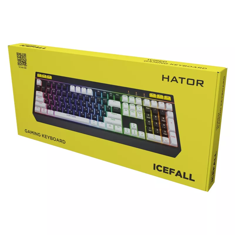 Teclado gaming HATOR Icefall USB QWERTY US English preto RGB LED