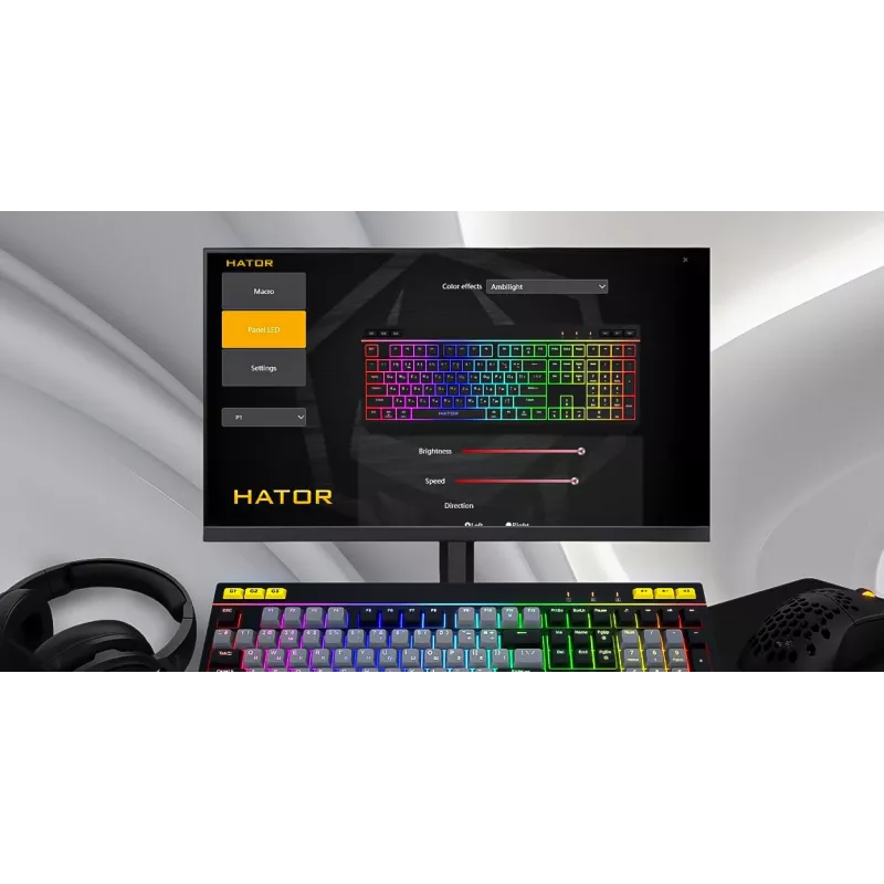 Teclado gaming HATOR Icefall USB QWERTY US English preto RGB LED
