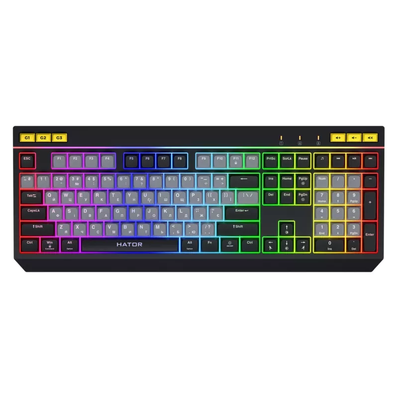 Teclado gaming HATOR Icefall USB QWERTY US English preto RGB LED